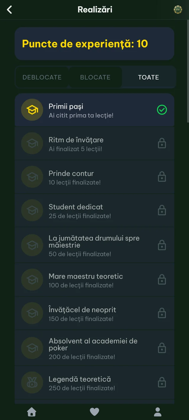 Realizări și progres în PokerWise