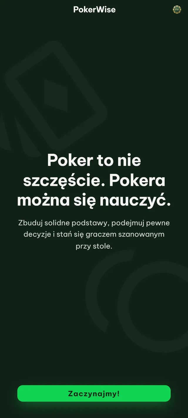 Ekran powitalny PokerWise