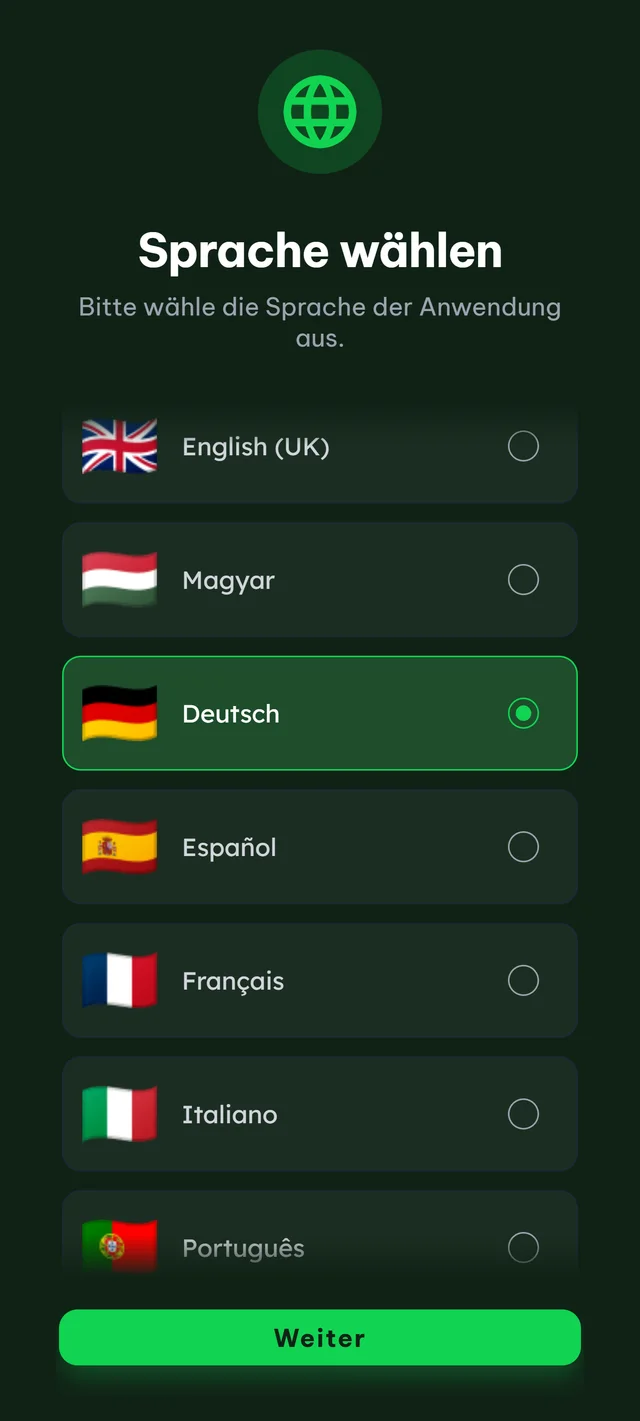 Die Lernsprache in PokerWise auswählen