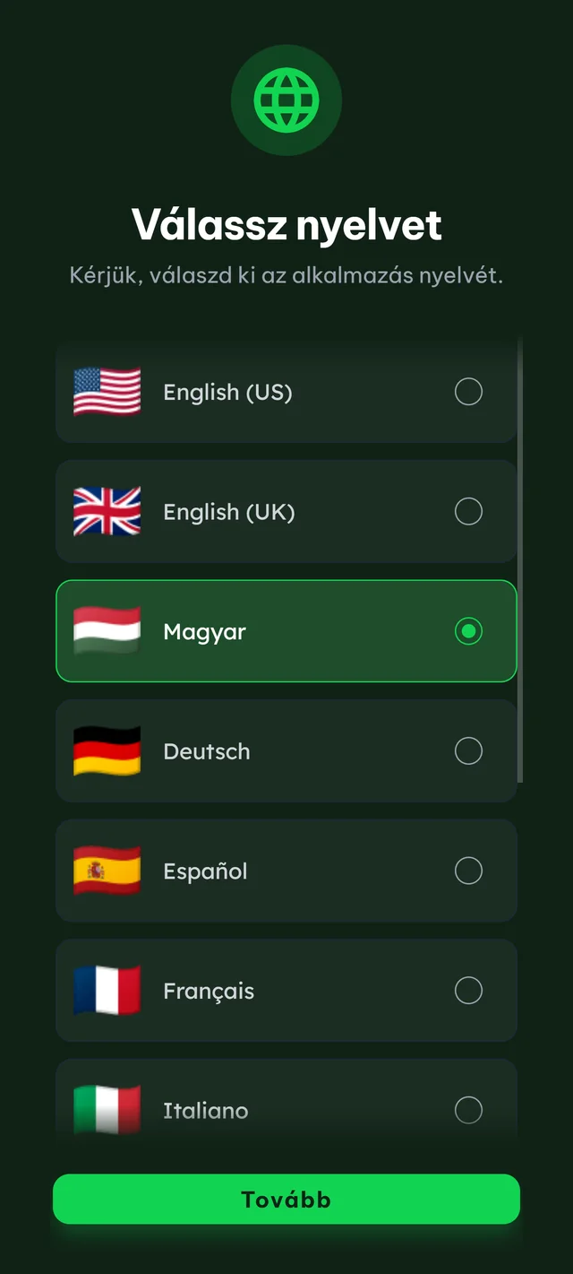 A tanulás nyelvének kiválasztása a PokerWise-ban